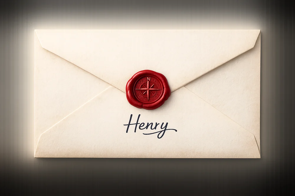 A wax-sealed envelope addressed to a child, from Miss Rosie
